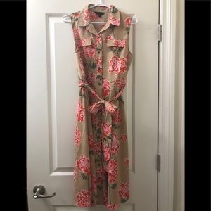BANANA REPUBLIC floral button down shirt dress